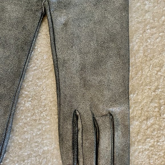 NWT CARLO PAZOLINI leather silver gloves with silk lining - Picture 3 of 9